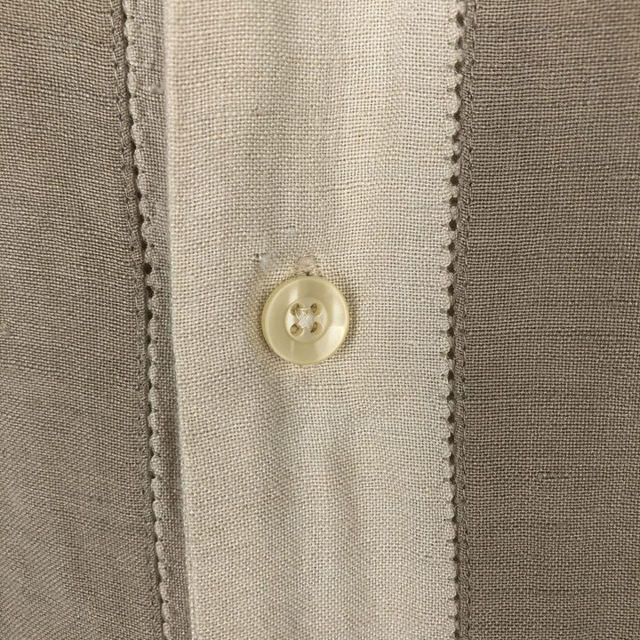GEOFFREY BEENE Short-Sleeve Open-Collar Linen Shirt, Boxy Fit, Men's Size L linen Beige type Vintage Second Hand