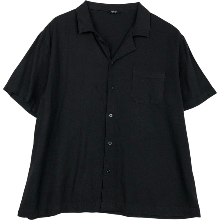 COOFANDY Short-Sleeve Open-Collar Rayon Shirt, Men's Size L (approx.) Rayon black type Vintage Second Hand