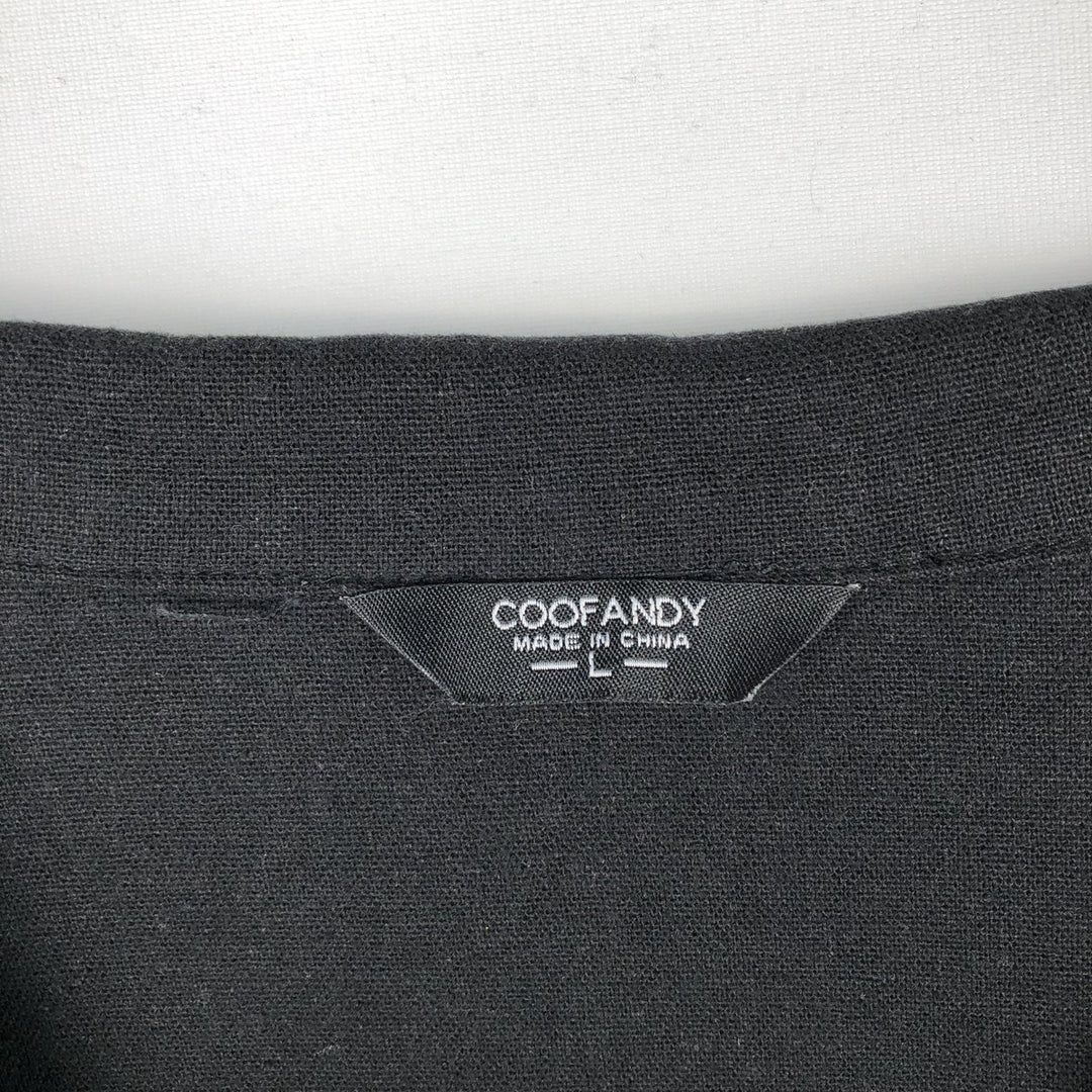 COOFANDY Short-Sleeve Open-Collar Rayon Shirt, Men's Size L (approx.) Rayon black type Vintage Second Hand