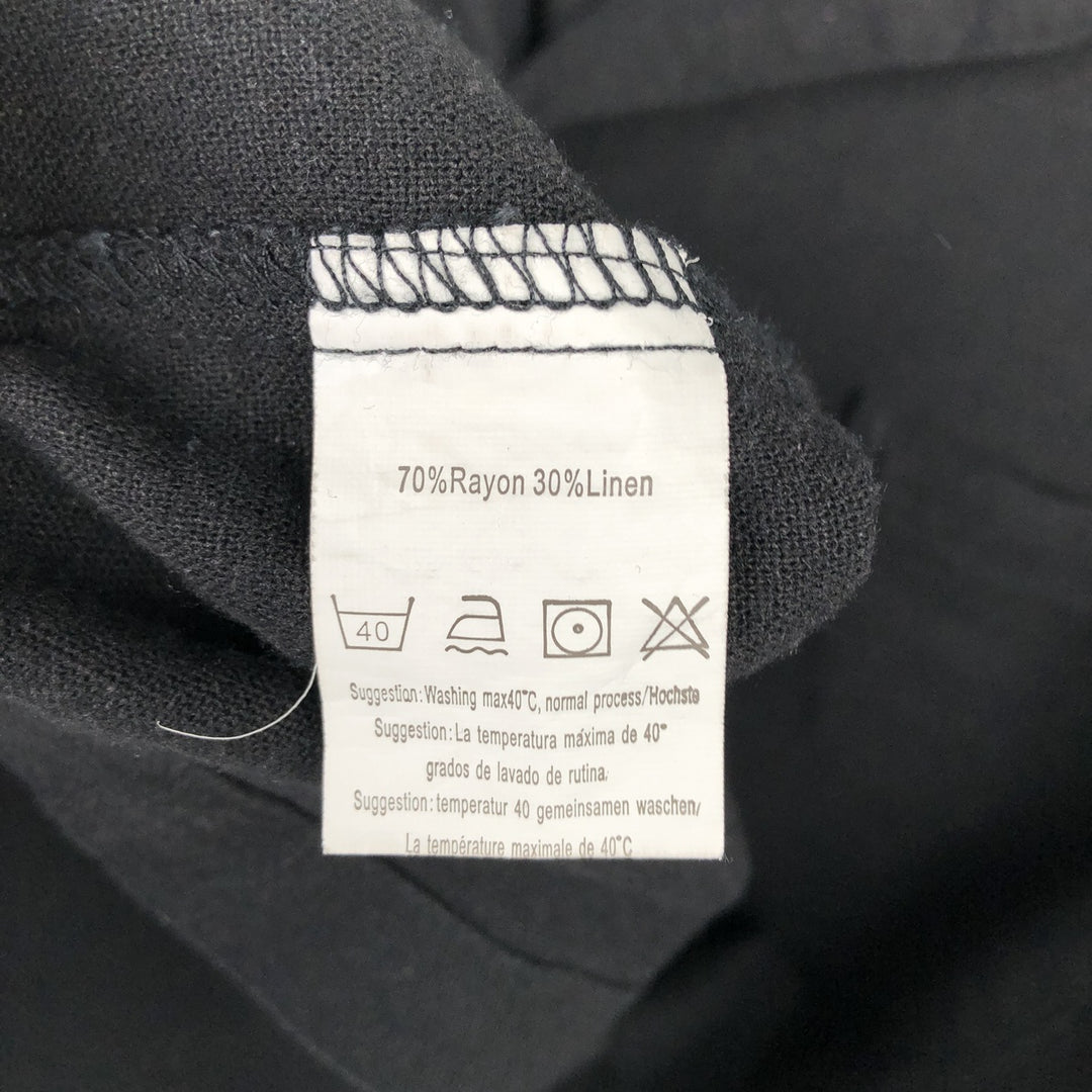 COOFANDY Short-Sleeve Open-Collar Rayon Shirt, Men's Size L (approx.) Rayon black type Vintage Second Hand