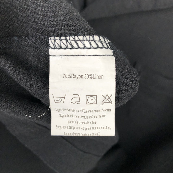 COOFANDY Short-Sleeve Open-Collar Rayon Shirt, Men's Size L (approx.) Rayon black type Vintage Second Hand