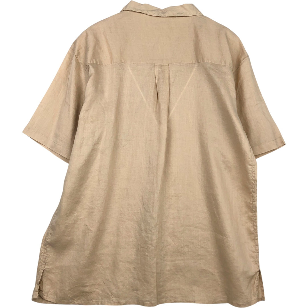 Short-sleeved open-collar linen shirt, men's size XL, boxy fit. unclear Beige type Vintage Second Hand