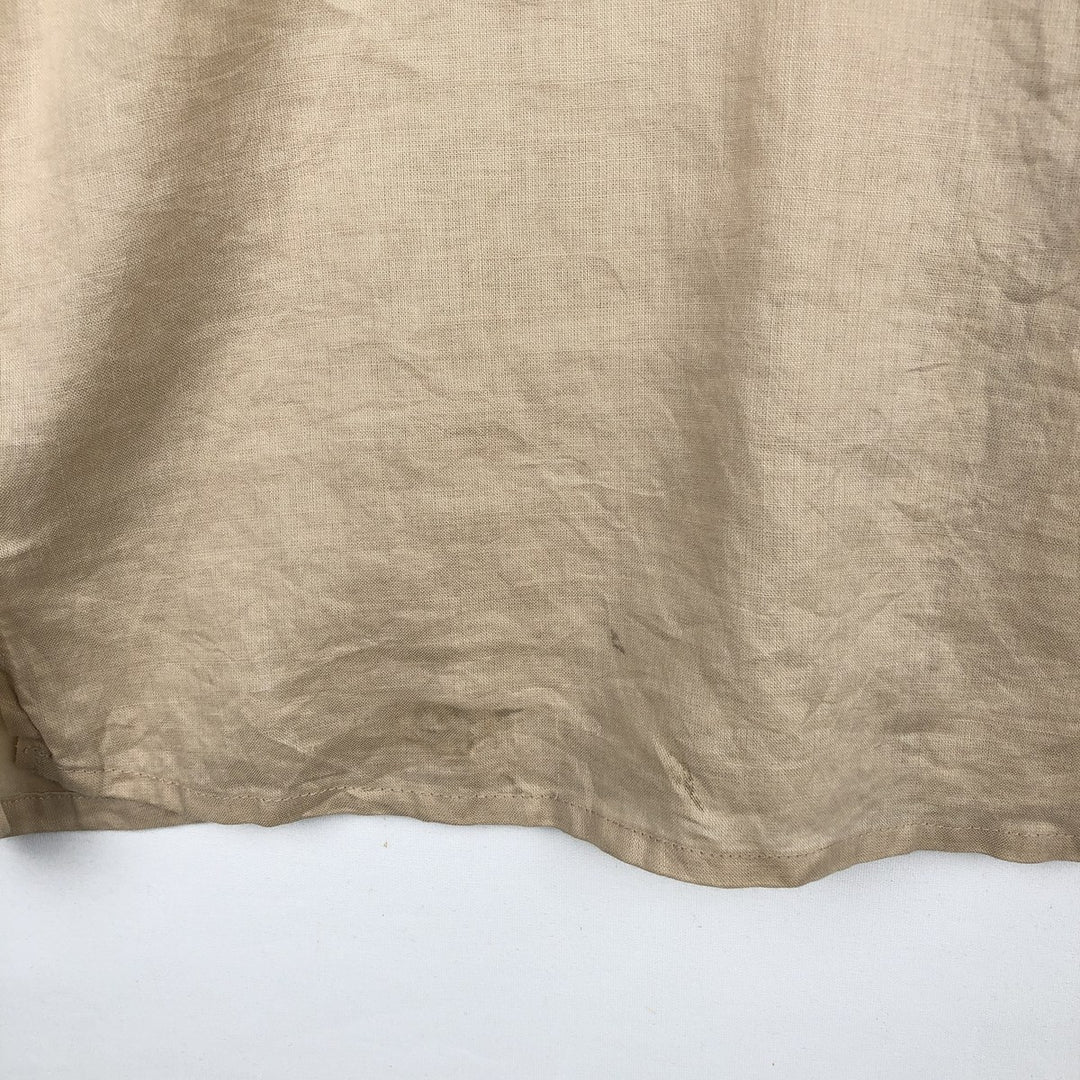 Short-sleeved open-collar linen shirt, men's size XL, boxy fit. unclear Beige type Vintage Second Hand