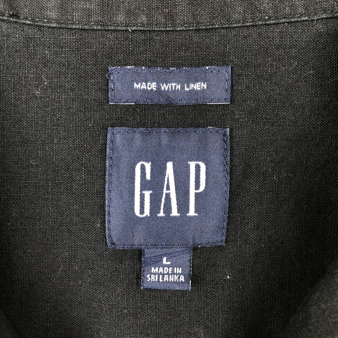 GAP Short Sleeve Open Collar Cotton x Linen Shirt Box Shirt Men's L Size linen black type Vintage Second Hand