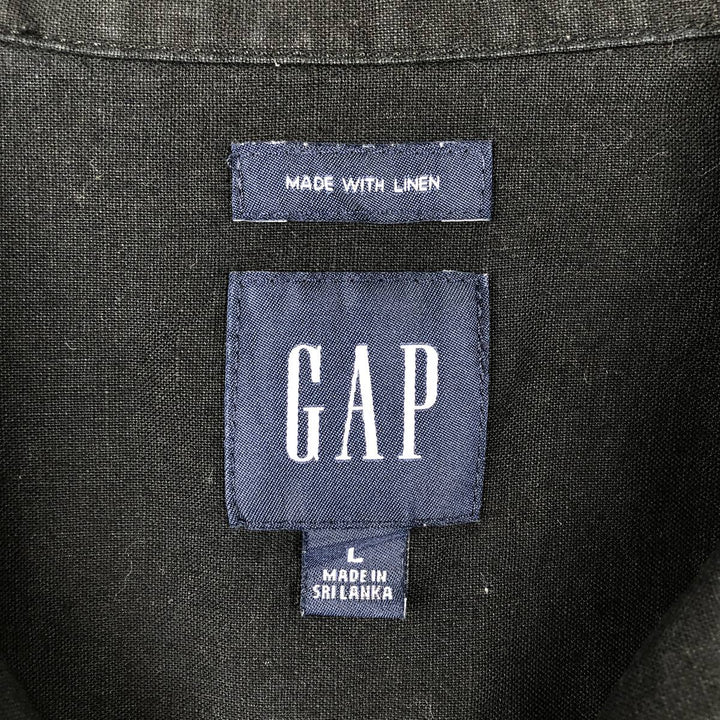 GAP Short Sleeve Open Collar Cotton x Linen Shirt Box Shirt Men's L Size linen black type Vintage Second Hand