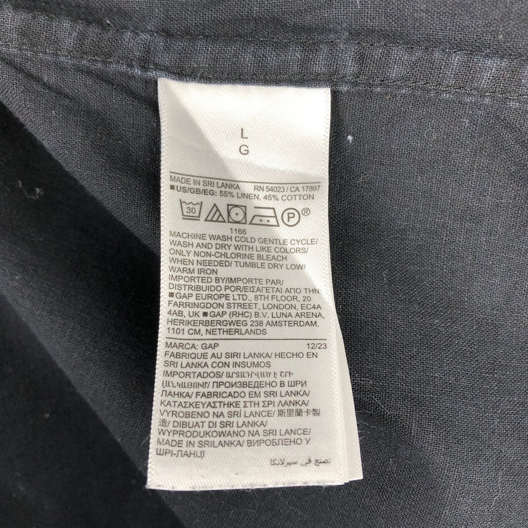 GAP Short Sleeve Open Collar Cotton x Linen Shirt Box Shirt Men's L Size linen black type Vintage Second Hand