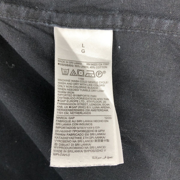 GAP Short Sleeve Open Collar Cotton x Linen Shirt Box Shirt Men's L Size linen black type Vintage Second Hand