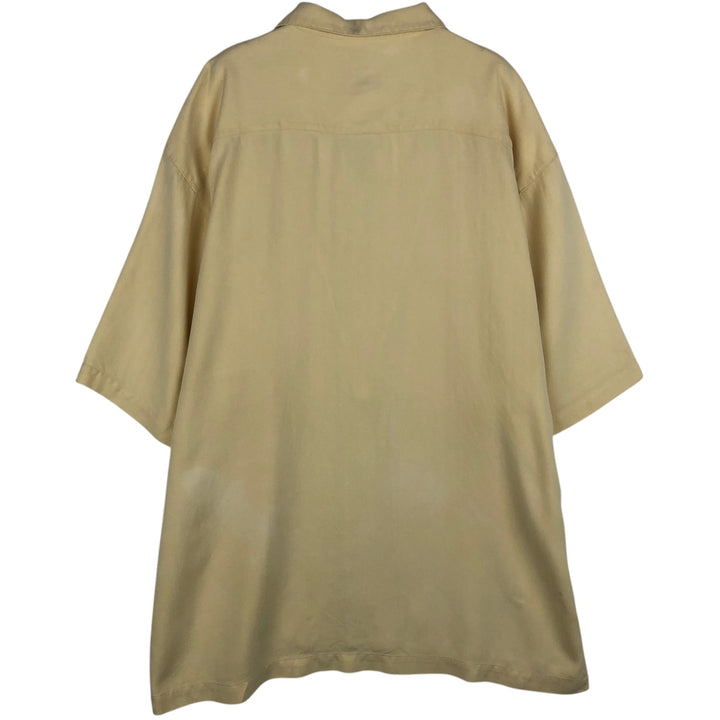 1990'S Tommy Bahama Short-Sleeve Open-Collar Silk Shirt, Boxy Shirt, Men's Size L (Equivalent), Vintage silk yellow type Vintage Second Hand
