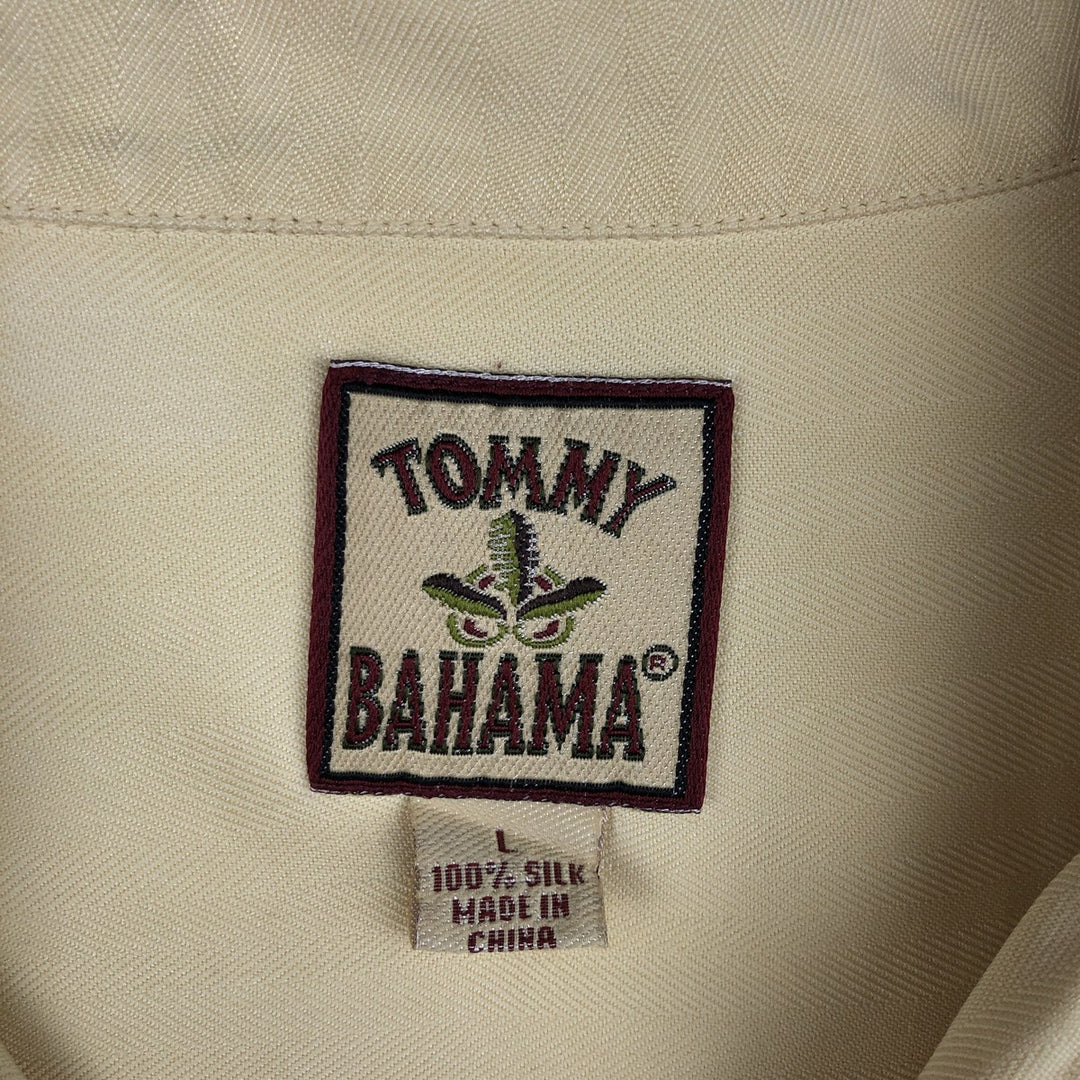 1990'S Tommy Bahama Short-Sleeve Open-Collar Silk Shirt, Boxy Shirt, Men's Size L (Equivalent), Vintage silk yellow type Vintage Second Hand