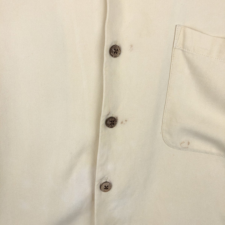 1990'S Tommy Bahama Short-Sleeve Open-Collar Silk Shirt, Boxy Shirt, Men's Size L (Equivalent), Vintage silk yellow type Vintage Second Hand