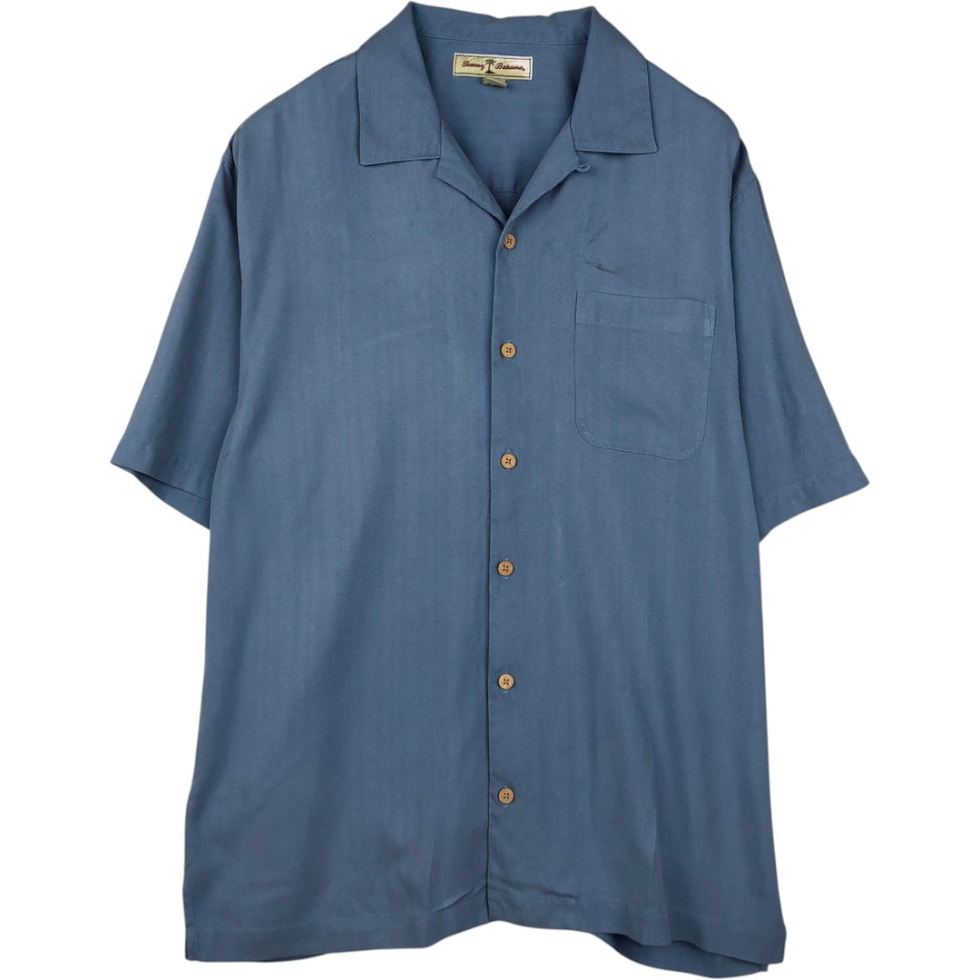 Tommy Bahama short-sleeved open-collar silk box shirt, men's size M silk Blue type light blue Vintage Second Hand
