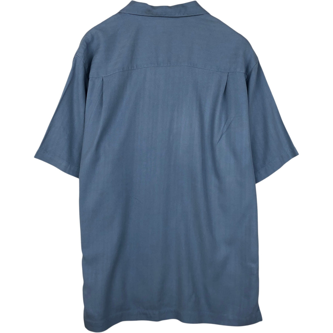 Tommy Bahama short-sleeved open-collar silk box shirt, men's size M silk Blue type light blue Vintage Second Hand