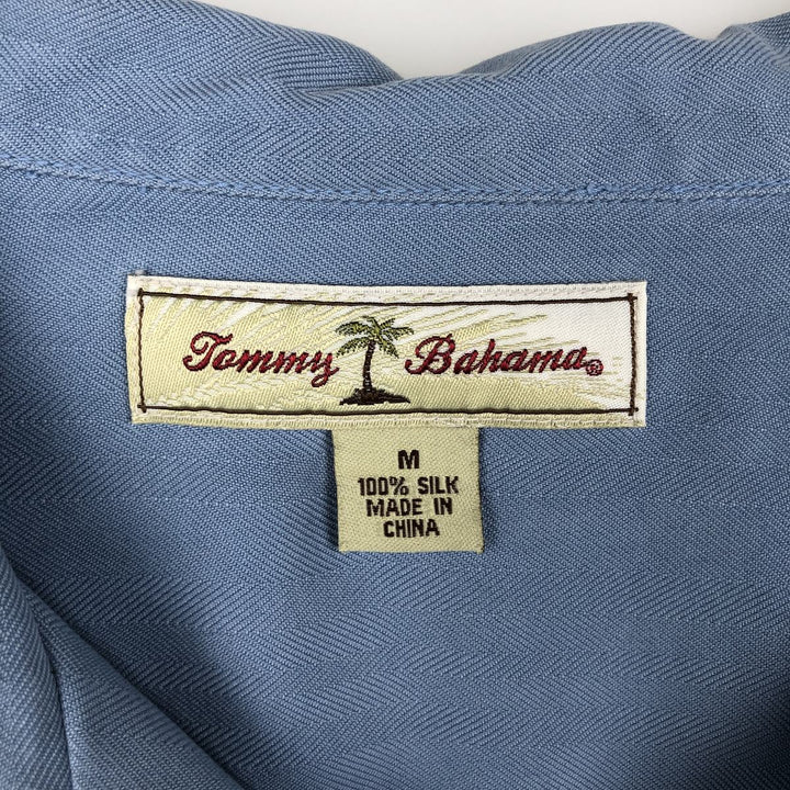 Tommy Bahama short-sleeved open-collar silk box shirt, men's size M silk Blue type light blue Vintage Second Hand