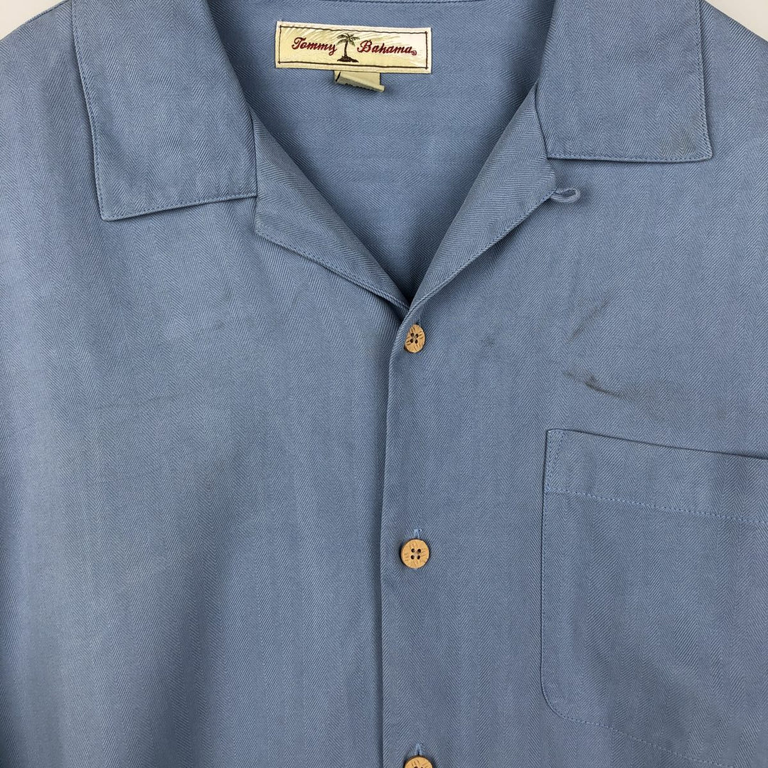 Tommy Bahama short-sleeved open-collar silk box shirt, men's size M silk Blue type light blue Vintage Second Hand