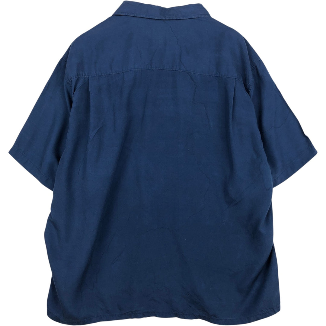 Liz Claiborne Short-Sleeve Open-Collar Rayon Shirt, Boxy Fit, Men's Size XL (approx.) Rayon blue type Vintage Second Hand