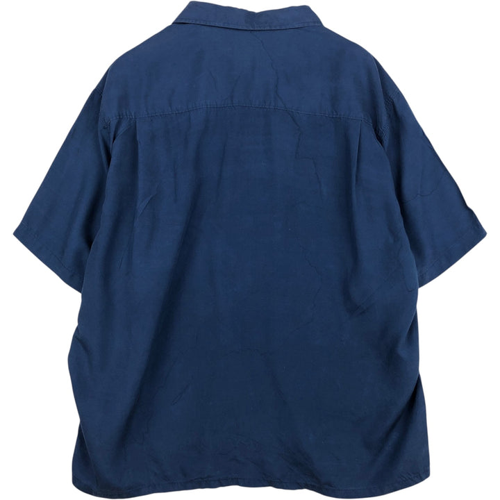 Liz Claiborne Short-Sleeve Open-Collar Rayon Shirt, Boxy Fit, Men's Size XL (approx.) Rayon blue type Vintage Second Hand