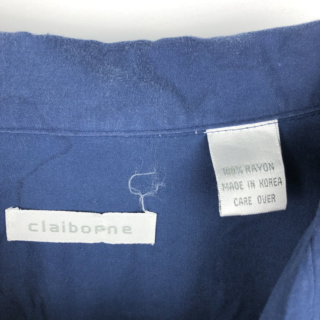 Liz Claiborne Short-Sleeve Open-Collar Rayon Shirt, Boxy Fit, Men's Size XL (approx.) Rayon blue type Vintage Second Hand