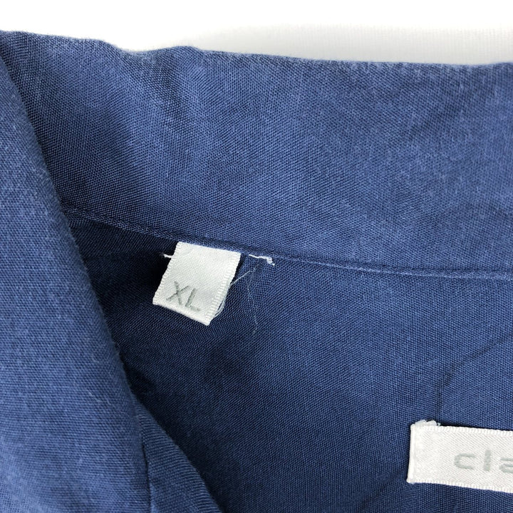 Liz Claiborne Short-Sleeve Open-Collar Rayon Shirt, Boxy Fit, Men's Size XL (approx.) Rayon blue type Vintage Second Hand