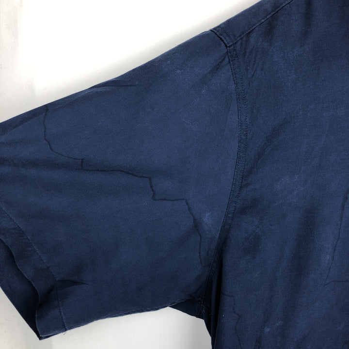 Liz Claiborne Short-Sleeve Open-Collar Rayon Shirt, Boxy Fit, Men's Size XL (approx.) Rayon blue type Vintage Second Hand