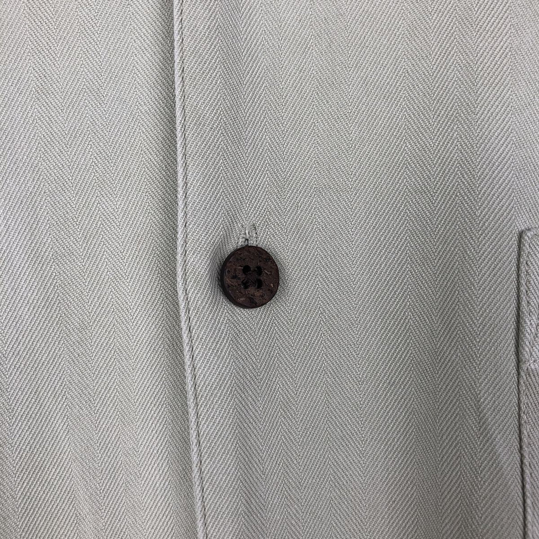 JOS. A. BANK Short-Sleeve Open-Collar Silk Shirt, Boxy Fit, Men's Size L (approx.) silk Khaki type sage green Vintage Second Hand