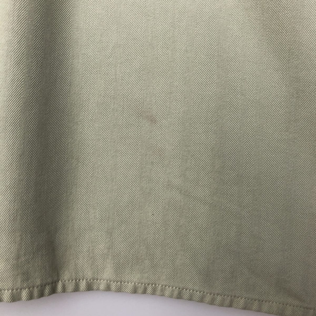 JOS. A. BANK Short-Sleeve Open-Collar Silk Shirt, Boxy Fit, Men's Size L (approx.) silk Khaki type sage green Vintage Second Hand