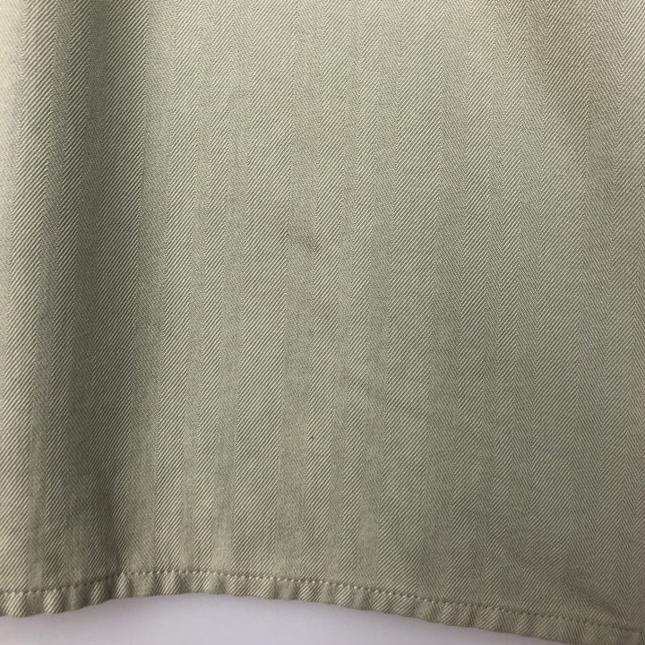 JOS. A. BANK Short-Sleeve Open-Collar Silk Shirt, Boxy Fit, Men's Size L (approx.) silk Khaki type sage green Vintage Second Hand