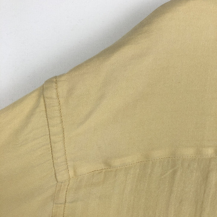 Perry Ellis Short Sleeve Open Collar Silk Shirt Box Shirt Men's XL silk yellow type Vintage Second Hand
