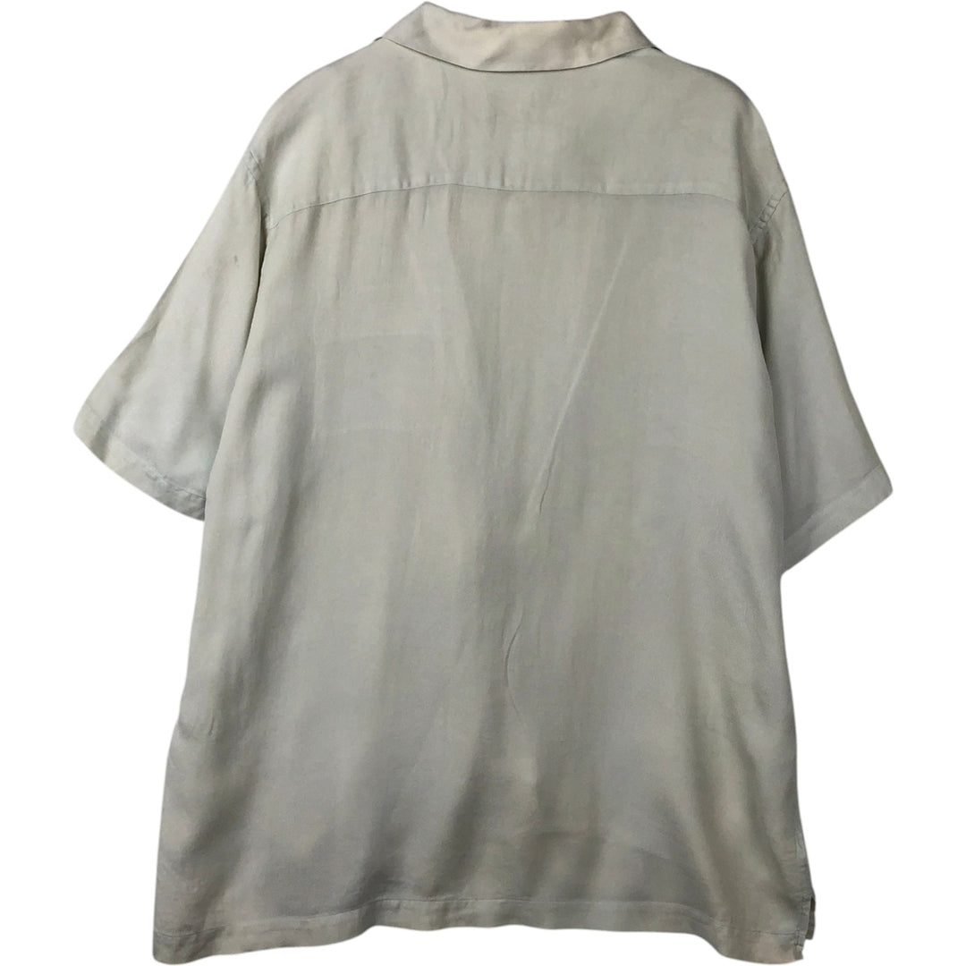Perry Ellis Short Sleeve Open Collar Silk Shirt Box Shirt Men's XL silk Mint green Vintage Second Hand