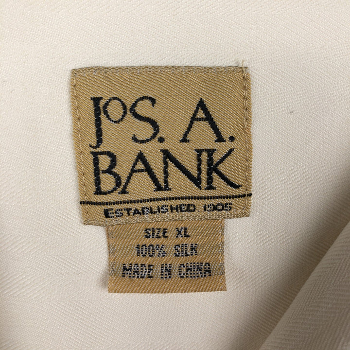 JOS. A. BANK Short-Sleeve Open-Collar Silk Shirt, Boxy Fit, Men's Size XL (approx.) silk ivory Vintage Second Hand