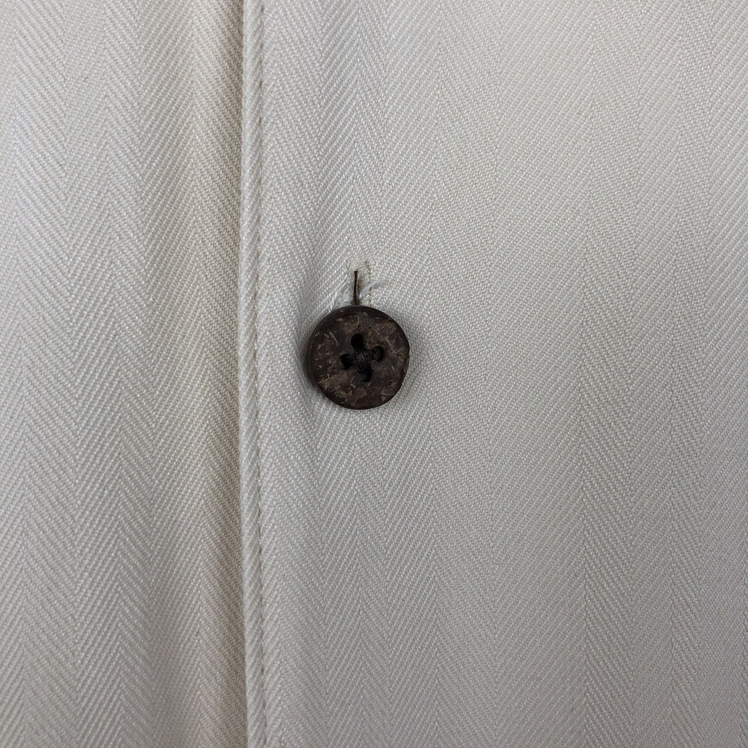 JOS. A. BANK Short-Sleeve Open-Collar Silk Shirt, Boxy Fit, Men's Size XL (approx.) silk ivory Vintage Second Hand
