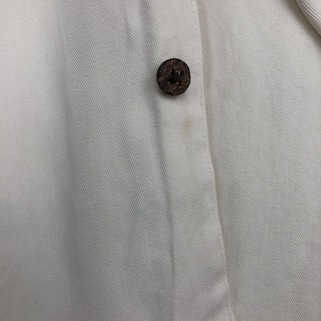 JOS. A. BANK Short-Sleeve Open-Collar Silk Shirt, Boxy Fit, Men's Size XL (approx.) silk ivory Vintage Second Hand