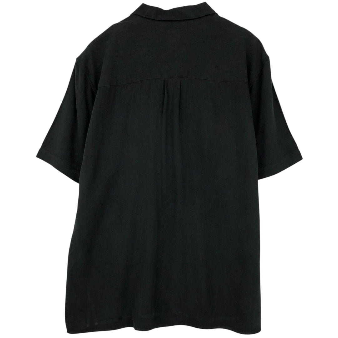 JOS. A. BANK Short-Sleeve Open Collar Silk Shirt, Boxy Shirt, Men's Size M (Equivalent) silk black type Vintage Second Hand