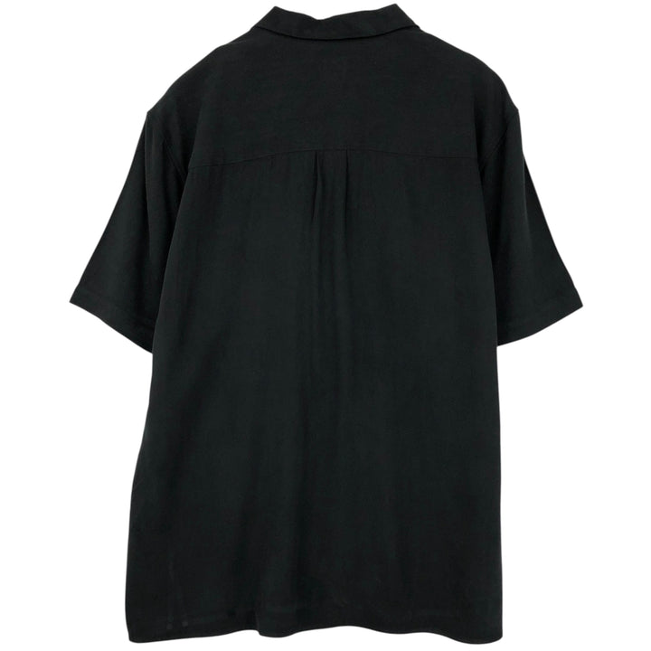 JOS. A. BANK Short-Sleeve Open Collar Silk Shirt, Boxy Shirt, Men's Size M (Equivalent) silk black type Vintage Second Hand
