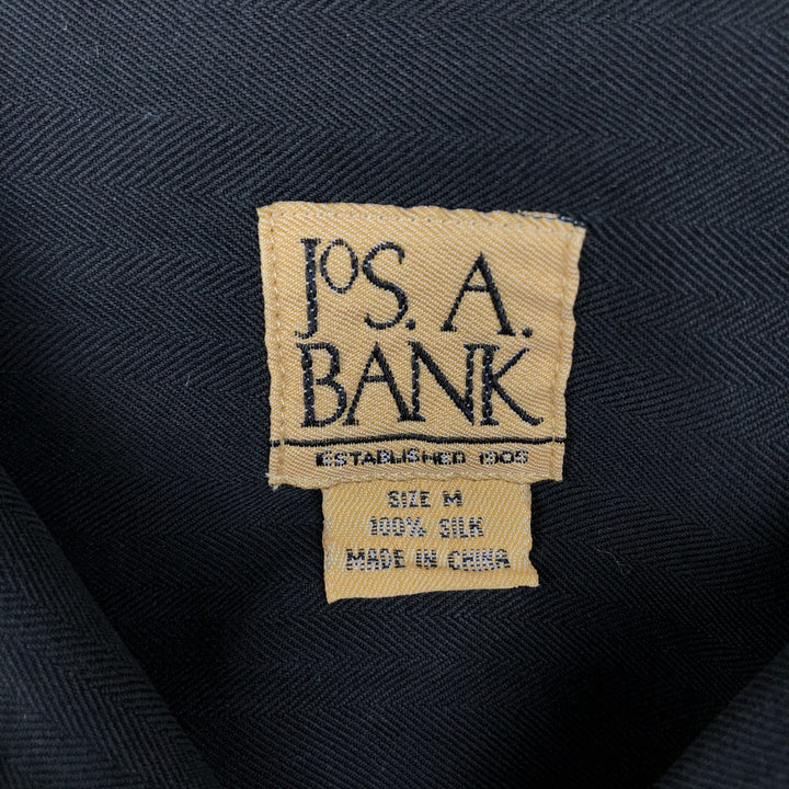 JOS. A. BANK Short-Sleeve Open Collar Silk Shirt, Boxy Shirt, Men's Size M (Equivalent) silk black type Vintage Second Hand