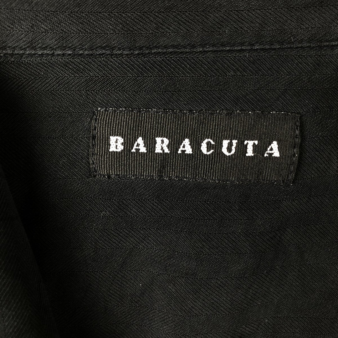 BARACUTA Short-Sleeve Open-Collar Silk Shirt, Boxy Fit, Men's Size L (approx.) silk black type Vintage Second Hand