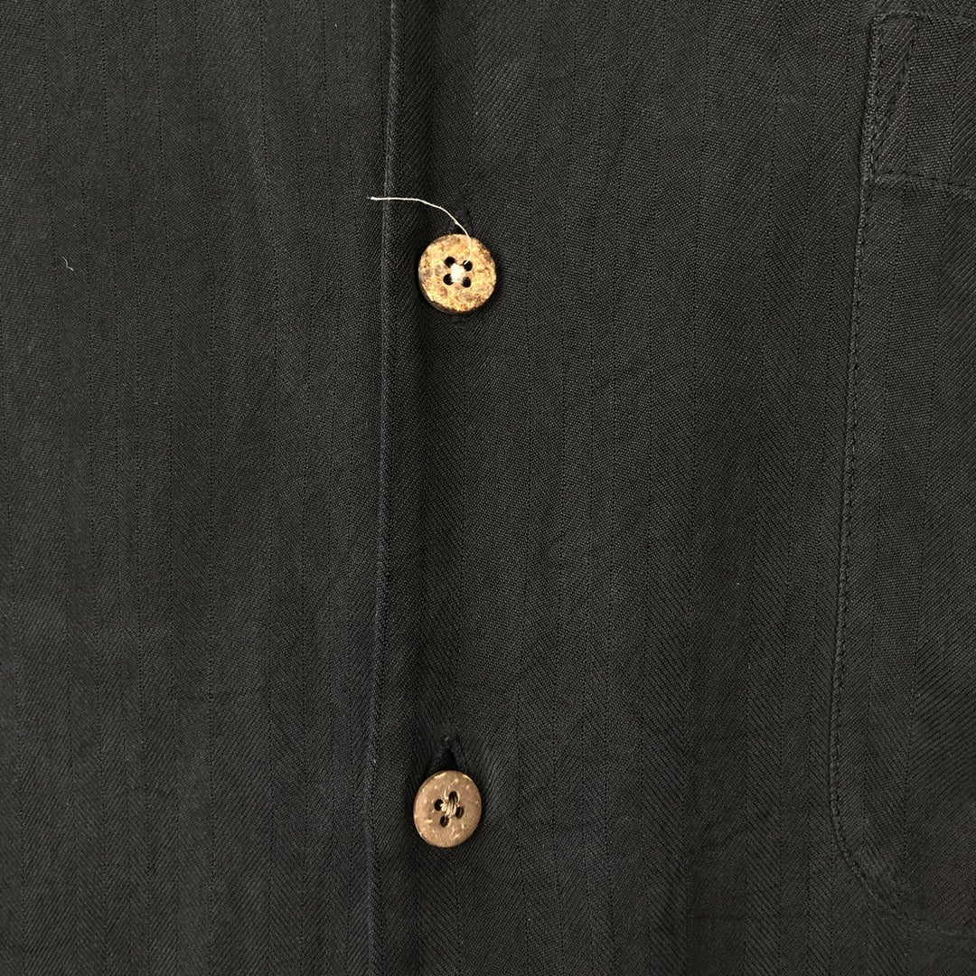 BARACUTA Short-Sleeve Open-Collar Silk Shirt, Boxy Fit, Men's Size L (approx.) silk black type Vintage Second Hand