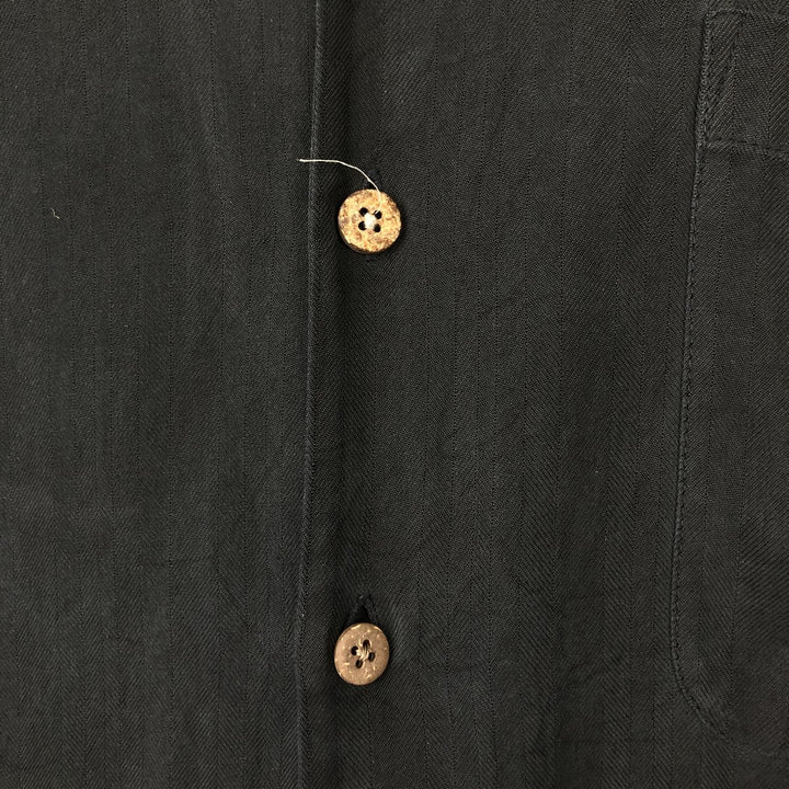 BARACUTA Short-Sleeve Open-Collar Silk Shirt, Boxy Fit, Men's Size L (approx.) silk black type Vintage Second Hand