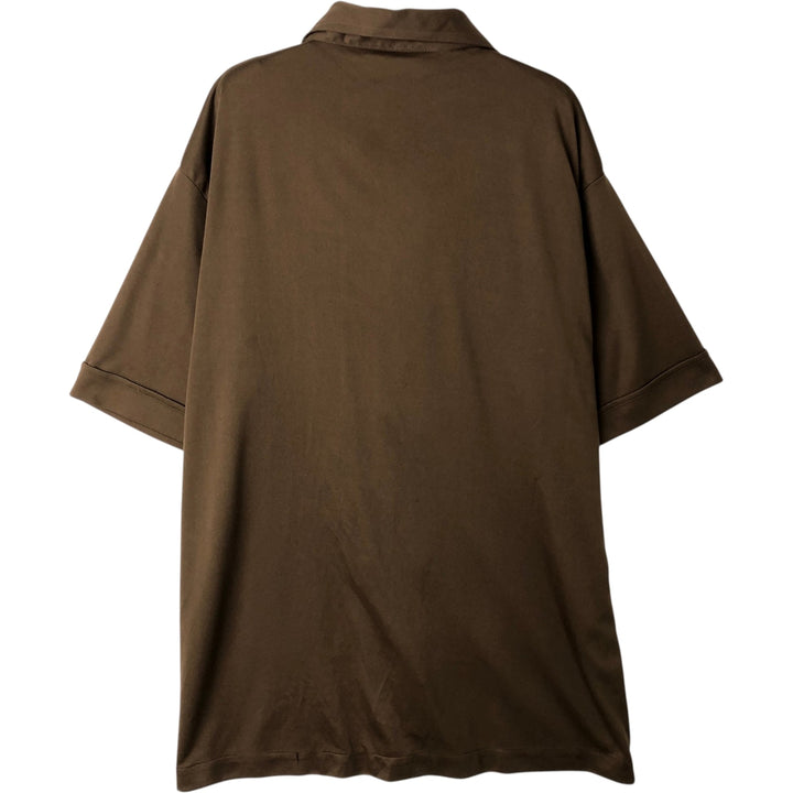 70s-80'S JCPenney Short-Sleeve Open-Collar Polyester Box Shirt, Men's XL (approx.) Vintage polyester brown type Vintage Second Hand