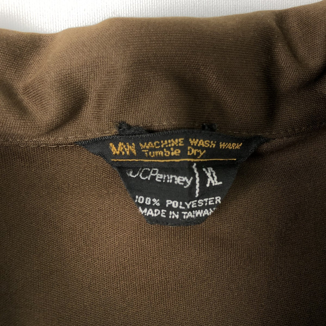 70s-80'S JCPenney Short-Sleeve Open-Collar Polyester Box Shirt, Men's XL (approx.) Vintage polyester brown type Vintage Second Hand