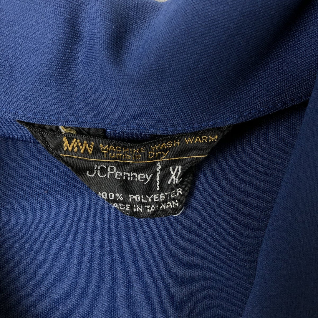 70s-80'S JCPenney Short-Sleeve Open-Collar Polyester Box Shirt, Men's XL (approx.) Vintage polyester blue type Vintage Second Hand