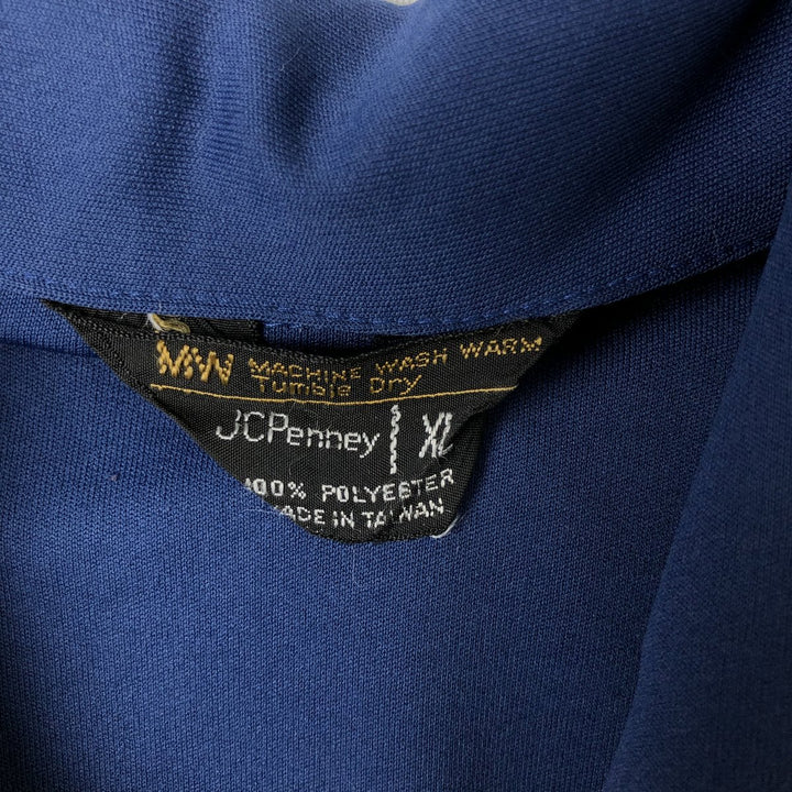 70s-80'S JCPenney Short-Sleeve Open-Collar Polyester Box Shirt, Men's XL (approx.) Vintage polyester blue type Vintage Second Hand
