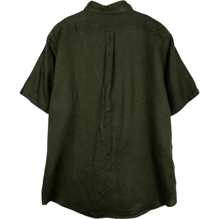 Ralph Lauren POLO RALPH LAUREN CLASSIC FIT Short-Sleeve Linen Button-Down Shirt, Men's Size XL (approx.) linen green type Vintage Second Hand