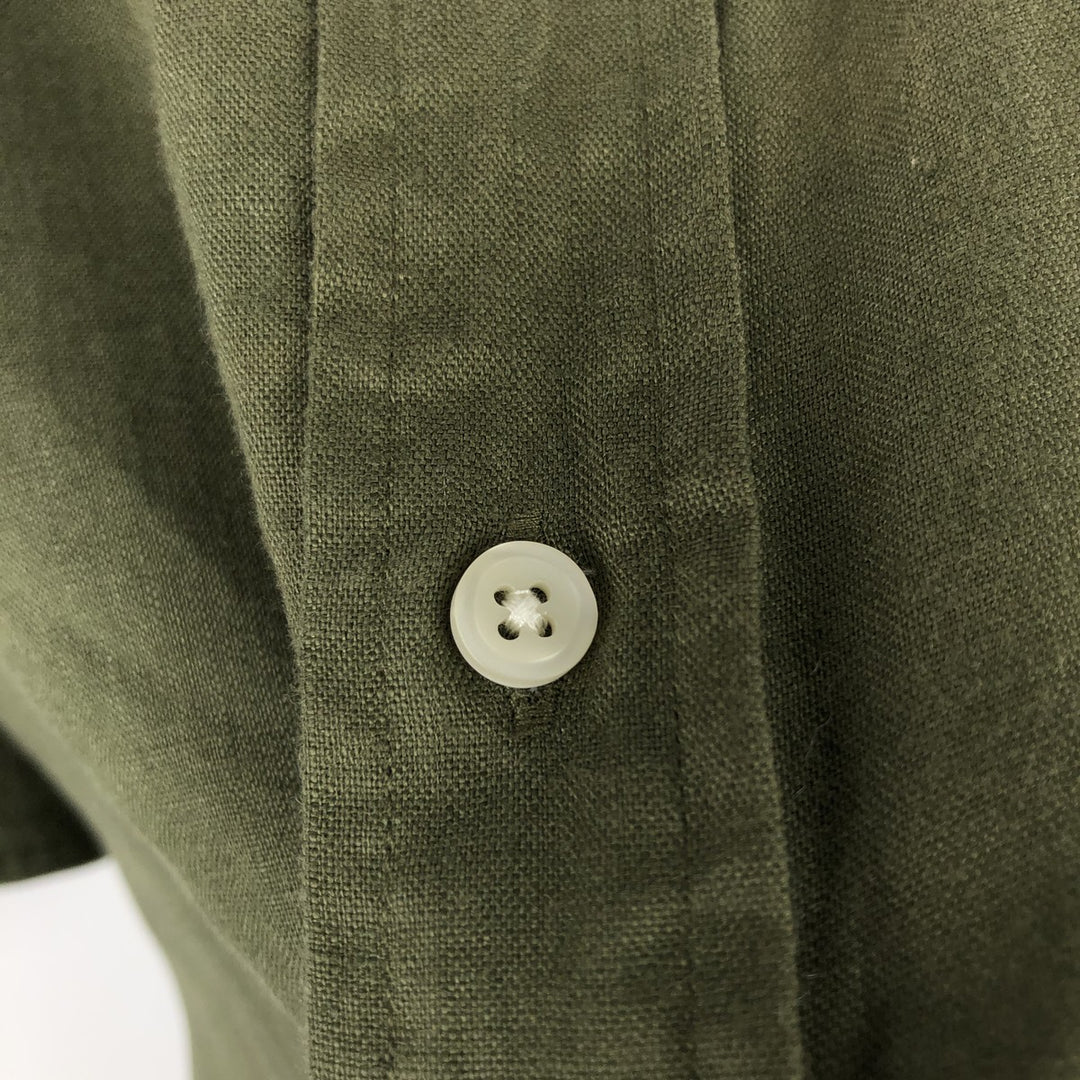 Ralph Lauren POLO RALPH LAUREN CLASSIC FIT Short-Sleeve Linen Button-Down Shirt, Men's Size XL (approx.) linen green type Vintage Second Hand