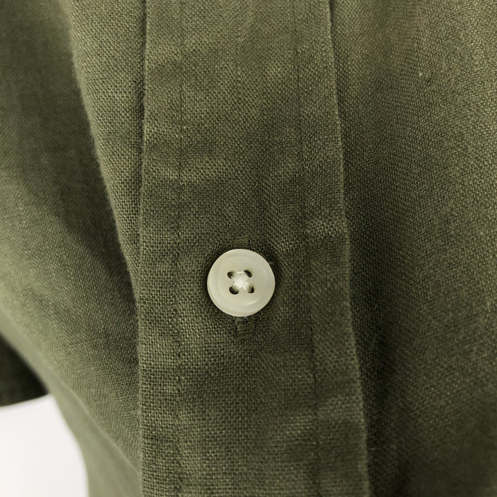 Ralph Lauren POLO RALPH LAUREN CLASSIC FIT Short-Sleeve Linen Button-Down Shirt, Men's Size XL (approx.) linen green type Vintage Second Hand