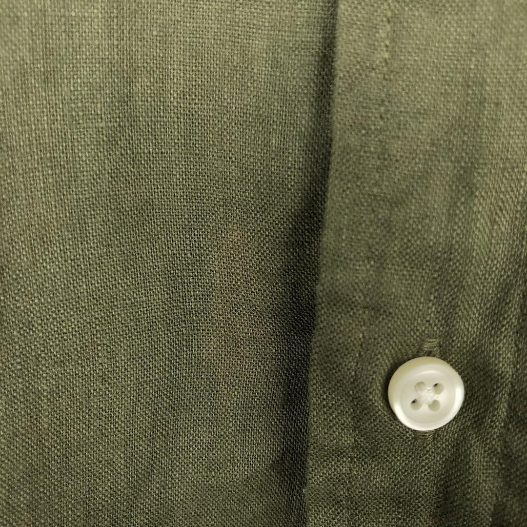 Ralph Lauren POLO RALPH LAUREN CLASSIC FIT Short-Sleeve Linen Button-Down Shirt, Men's Size XL (approx.) linen green type Vintage Second Hand