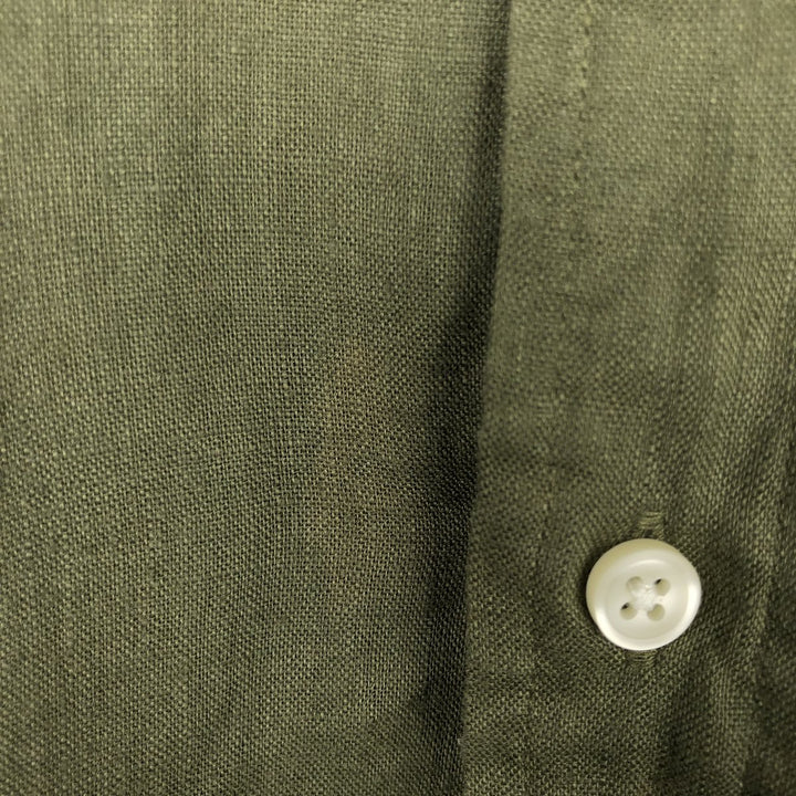 Ralph Lauren POLO RALPH LAUREN CLASSIC FIT Short-Sleeve Linen Button-Down Shirt, Men's Size XL (approx.) linen green type Vintage Second Hand