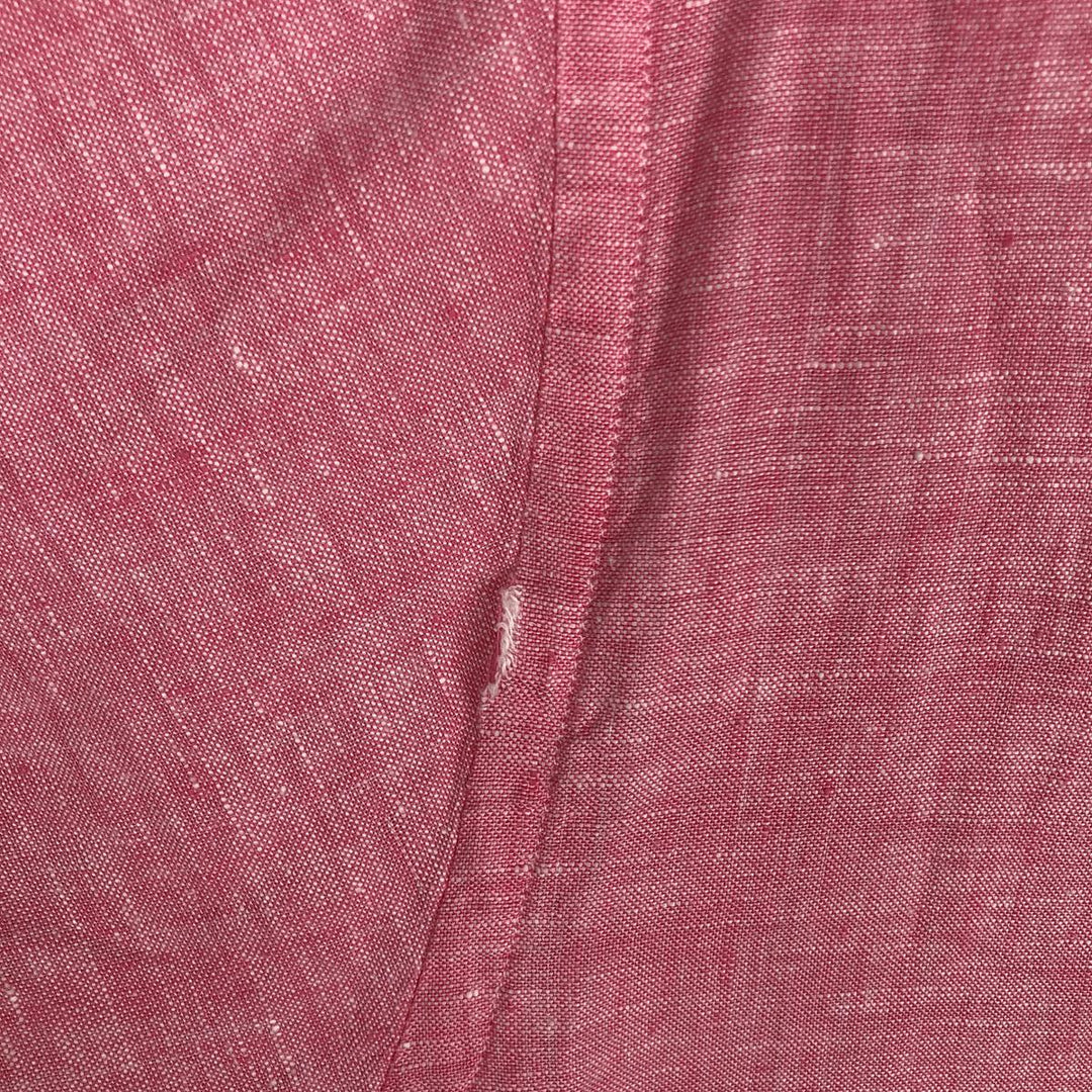 Brooks Brothers Short Sleeve Linen Button Down Shirt, Men's Size L linen pink type Vintage Second Hand