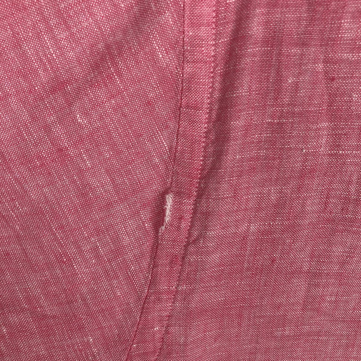 Brooks Brothers Short Sleeve Linen Button Down Shirt, Men's Size L linen pink type Vintage Second Hand