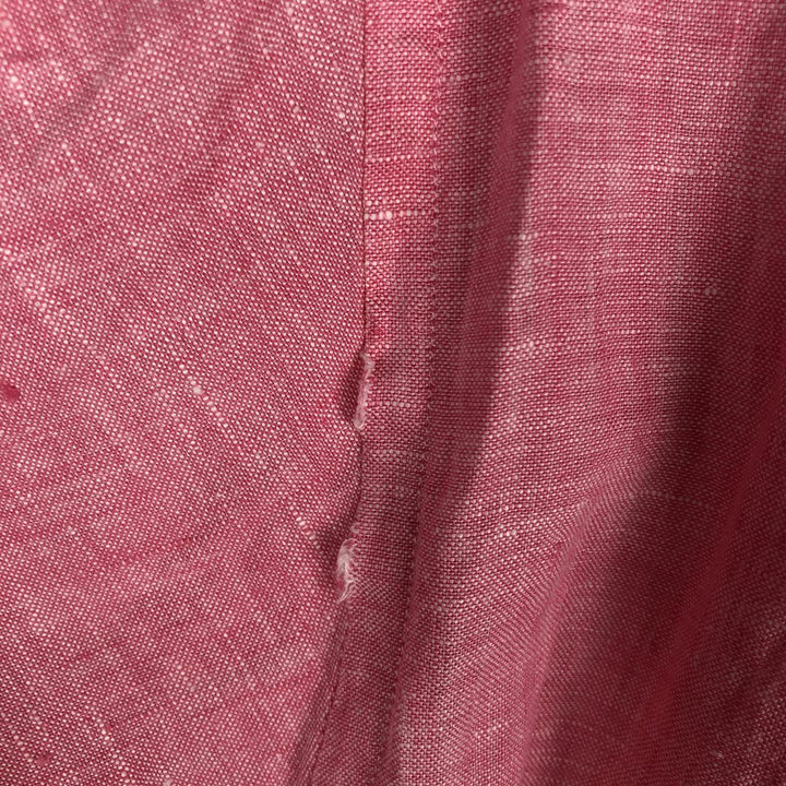 Brooks Brothers Short Sleeve Linen Button Down Shirt, Men's Size L linen pink type Vintage Second Hand