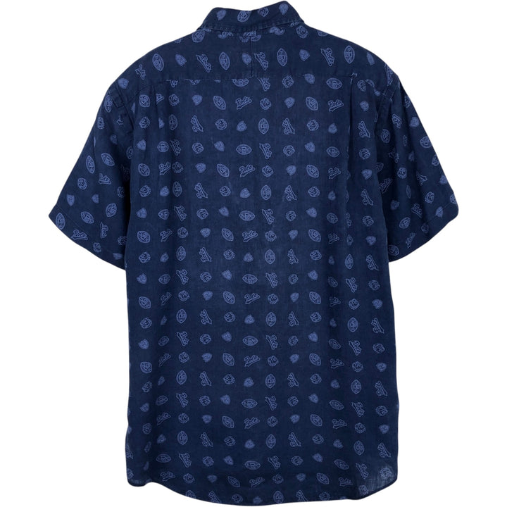 Ralph Lauren short-sleeved linen shirt, men's size M linen blue type Vintage Second Hand